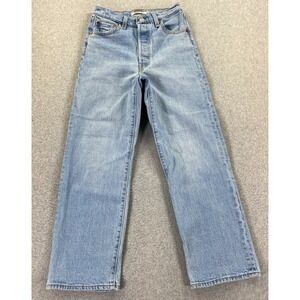 Levis Premium Ribcage Straight Ankle Jeans Women's 26 Blue Big E Button Fly